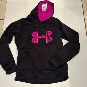 NWT UNDER ARMOUR SWEATSHIRT HOODIE SOFT M BLACK PINK WOMENS